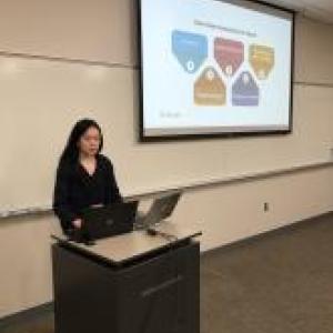 A student presents their cognitive science senior thesis proposal