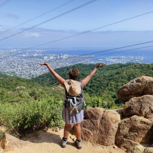 Zena Meighan hikes a mountain in Japan