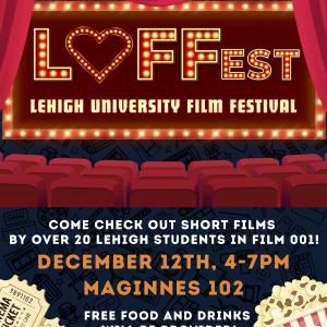 Flyer for Love Fest 2024 sponsored by Film Studies Program