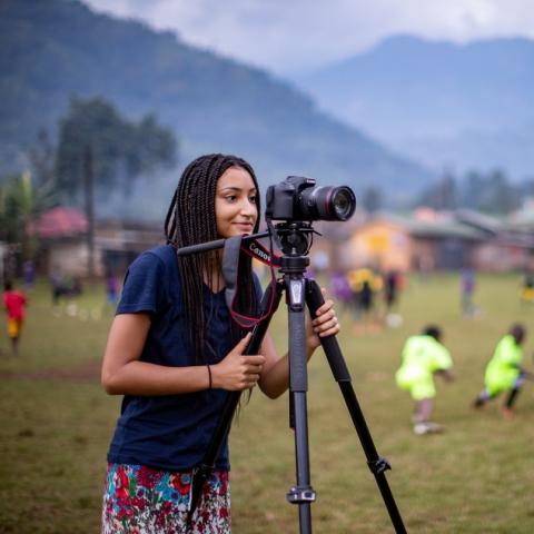 Isabella Insingo '24 filming the PDI sports program for her documentary project.