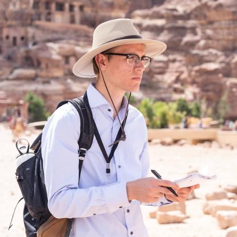 Student Taking Notes in Petra, Jordan