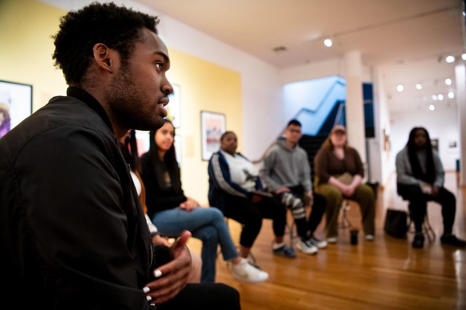 LaToya Council leads a sociology course and students sit in a circle to discuss