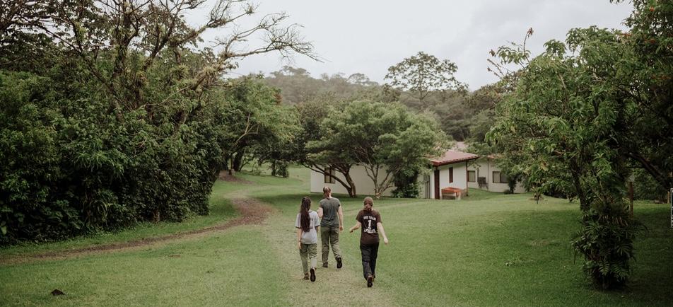 Sianin Spaur, Jessie Levy and Courtney Giardina walk back to camp in Costa Rica