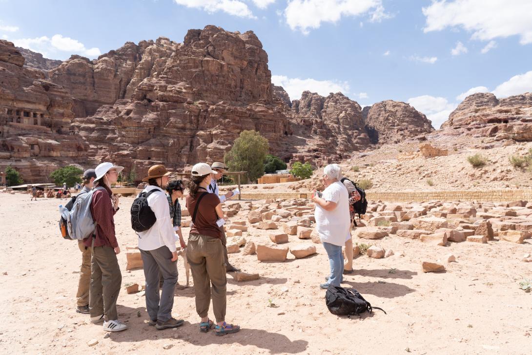 Students in Petra, Jordan Taking Notes