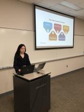 A student presents their cognitive science senior thesis proposal