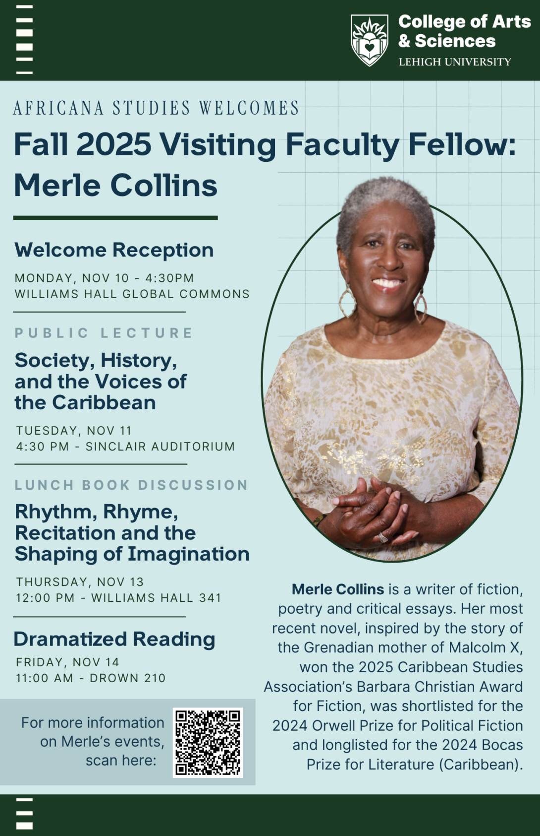 Merle Collins Visiting Fellow 2025 poster